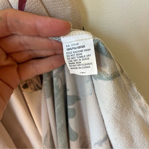 Wildfire Tropical Leaf Print Maxi Dress XS Beige Green Sleeveless Vacation - Picture 4 of 11